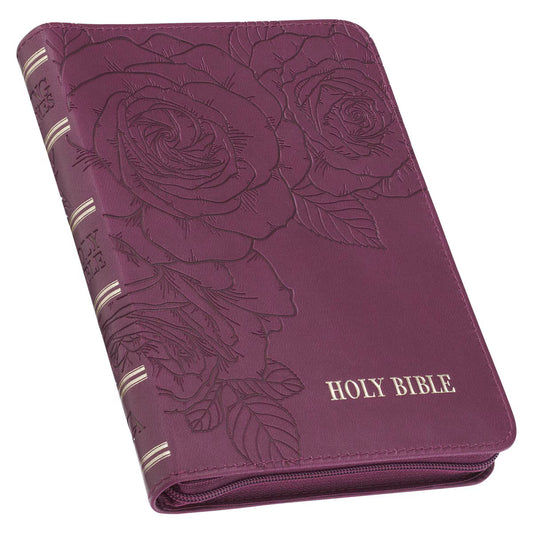CAG KJV247 KJV BIBLE COMPACT FAUX LEATHER, MERLOT W/ZIPPER
