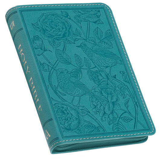 CAG KJV248 KJV BIBLE COMPACT FAUX LEATHER, TEAL W/ ZIPPER