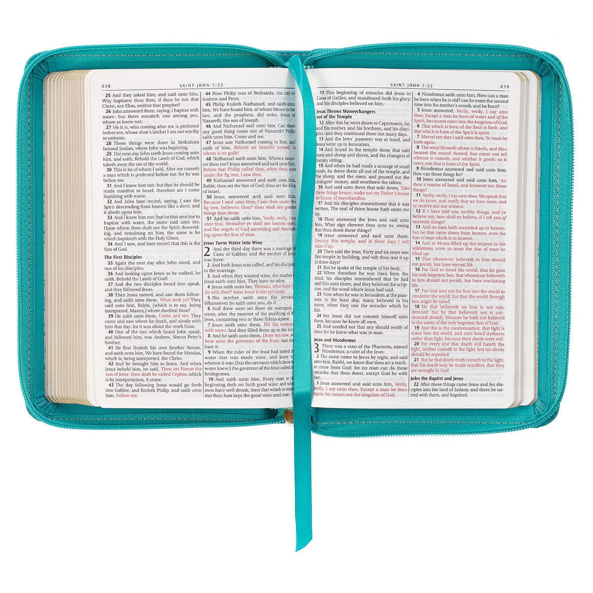 CAG KJV248 KJV BIBLE COMPACT FAUX LEATHER, TEAL W/ ZIPPER