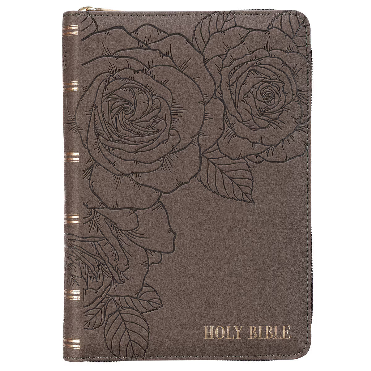 CAG KJV249 KJV BIBLE COMPACT LP FAUX LEATHER, GRAY W/ZIPPER
