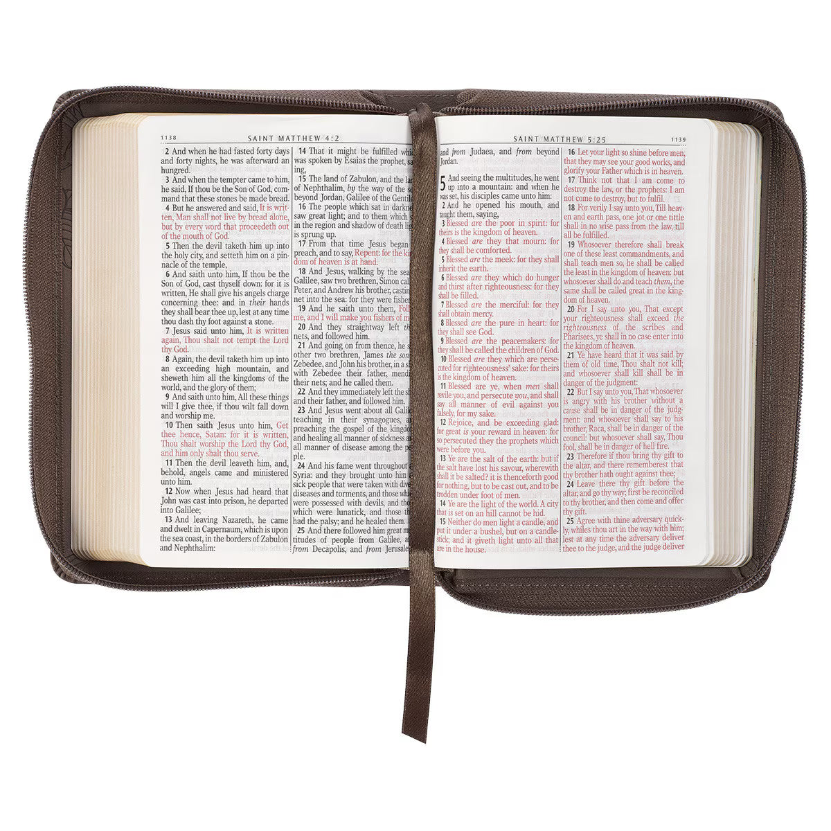 CAG KJV249 KJV BIBLE COMPACT LP FAUX LEATHER, GRAY W/ZIPPER