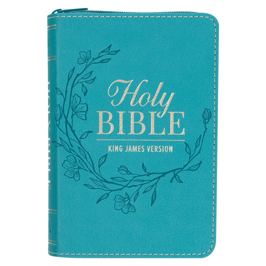 CAG KJV259 KJV BIBLE MINI POCKET FAUX LEATHER, TEAL W/ZIPPER