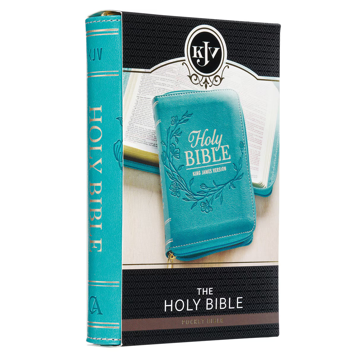 CAG KJV259 KJV BIBLE MINI POCKET FAUX LEATHER, TEAL W/ZIPPER