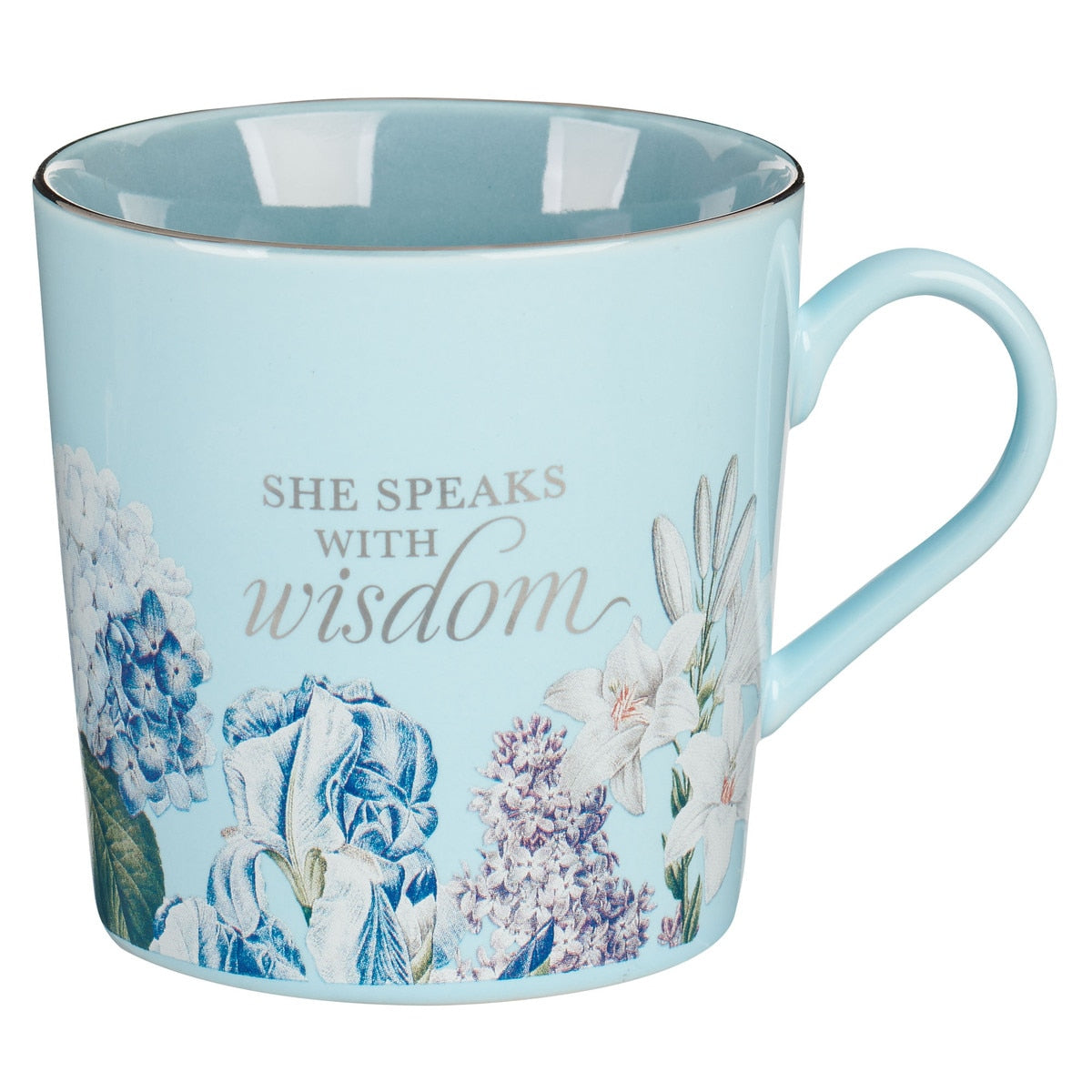 CAG MUG1015 MUG BLUE TWO-TONE FLORAL WISDOM PROV