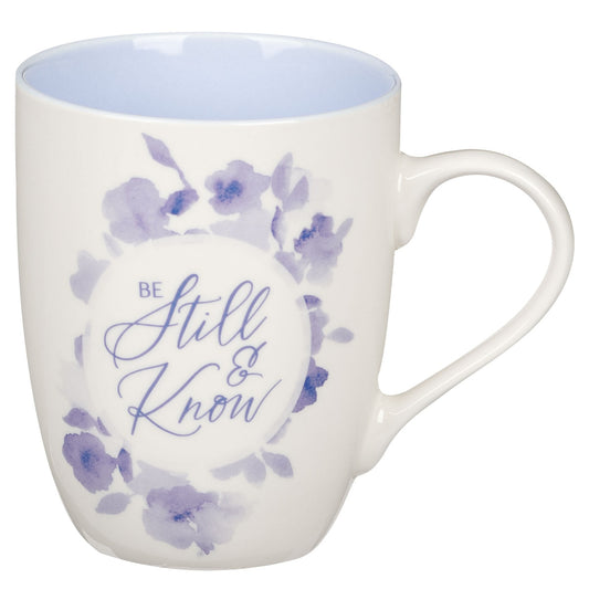 CAG MUG1051 MUG BLUE FLORAL BE STILL PS. 46:10