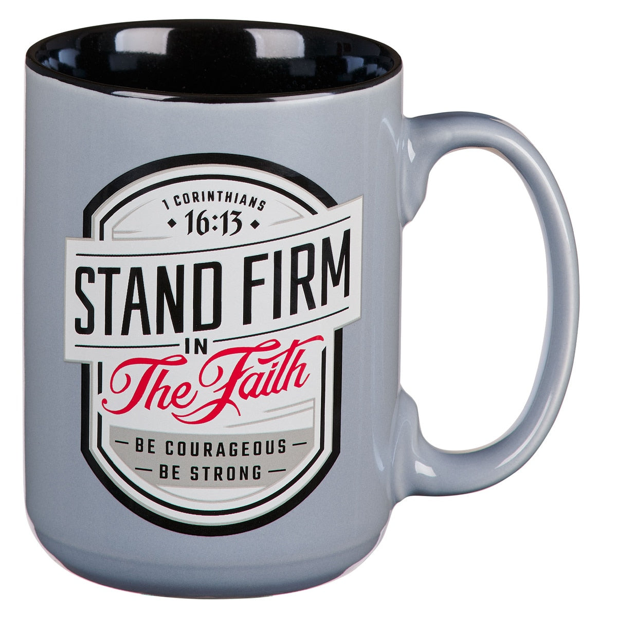 CAG MUG1098 MUG GRAY/BLACK STAND FIRM 1 COR. 16:1