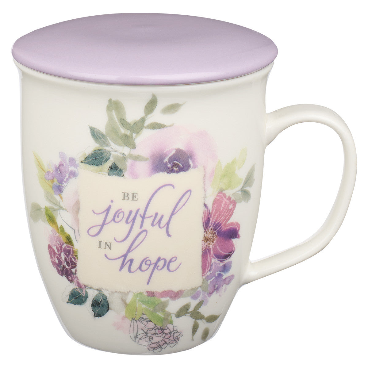CAG MUG848 LIDDED LILAC BE JOYFUL IN HOPE