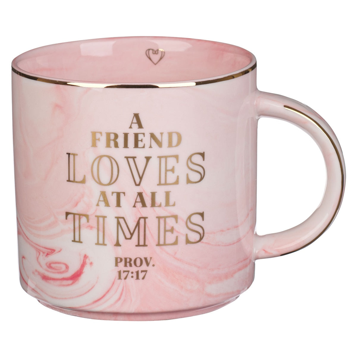 CAG MUG933 MUG PINK MARBLED A FRIEND LOVES AT ALL