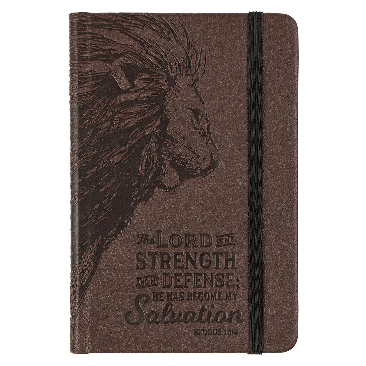 CAG NBM015 SMALL NOTEBOOK WITH ELASTIC CLOSURE FAUX LEATHER LORD IS MY STRENGTH EX. 15:2
