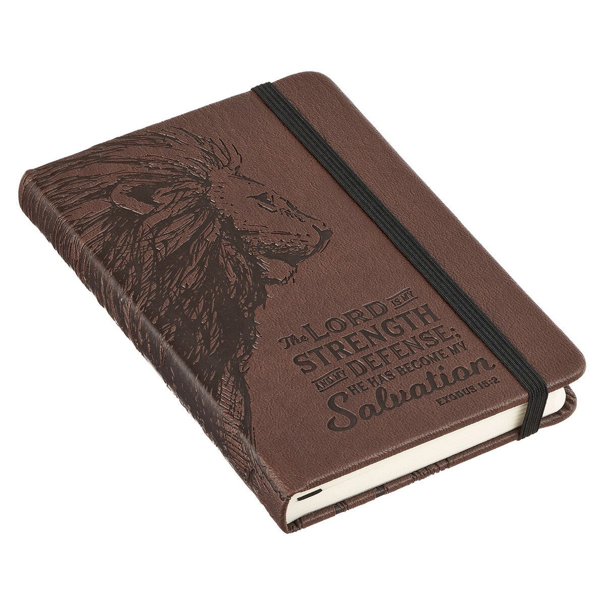 CAG NBM015 SMALL NOTEBOOK WITH ELASTIC CLOSURE FAUX LEATHER LORD IS MY STRENGTH EX. 15:2