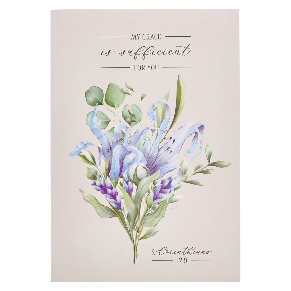 CAG NP073MY GRACE IS SUFFICIENT LILAC FLORAL NOTEPAD 2 COR 12:9