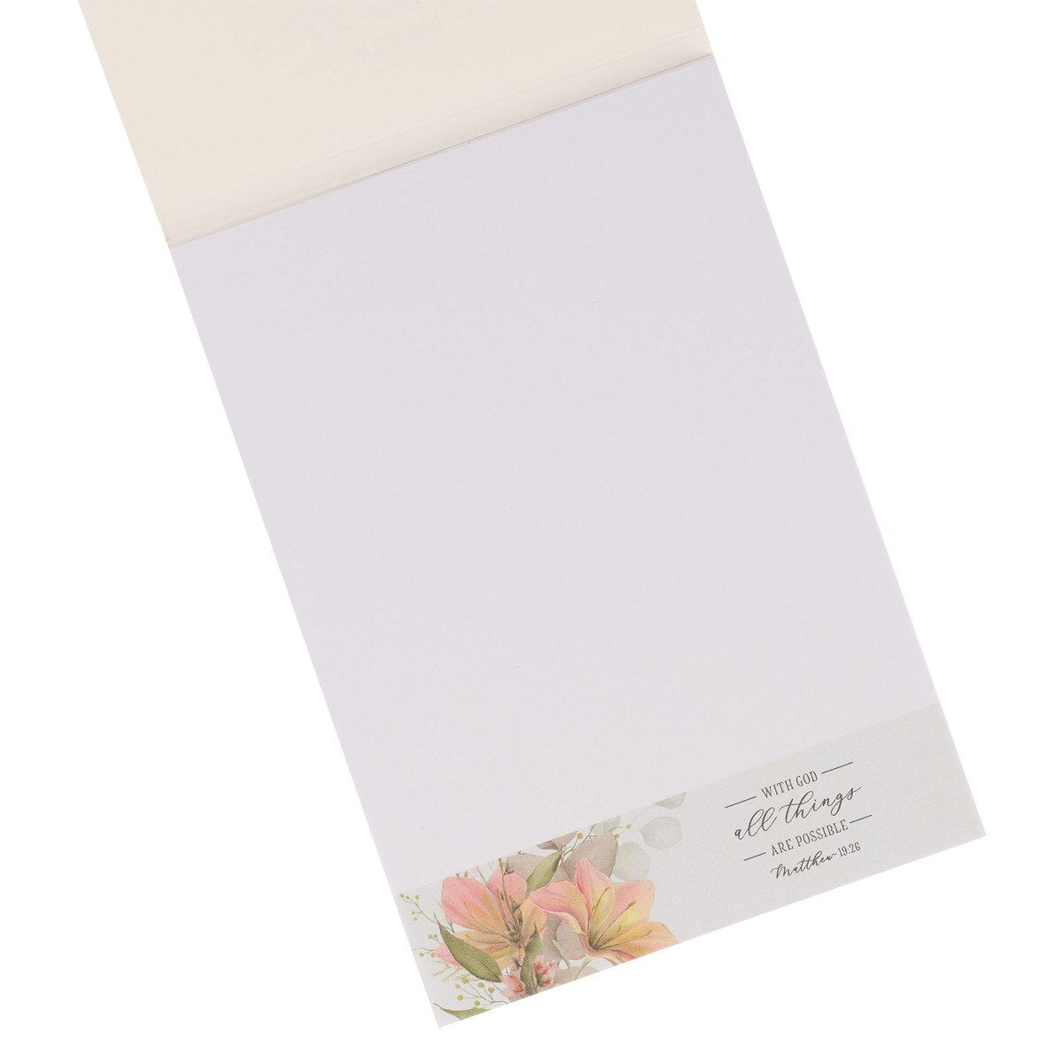 CAG NP074 ALL THINGS ARE POSSIBLE BLUE FLORAL NOTEPAD - MATT 19:26