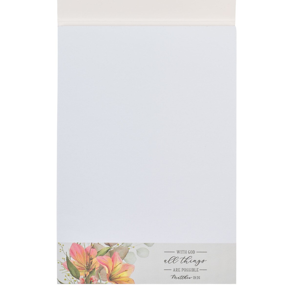 CAG NP074 ALL THINGS ARE POSSIBLE BLUE FLORAL NOTEPAD - MATT 19:26