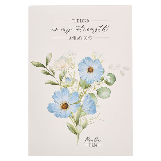CAG NP075 MY STRENGTH AND MY SONG BLUE FLORAL NOTEPAD PS 118:14