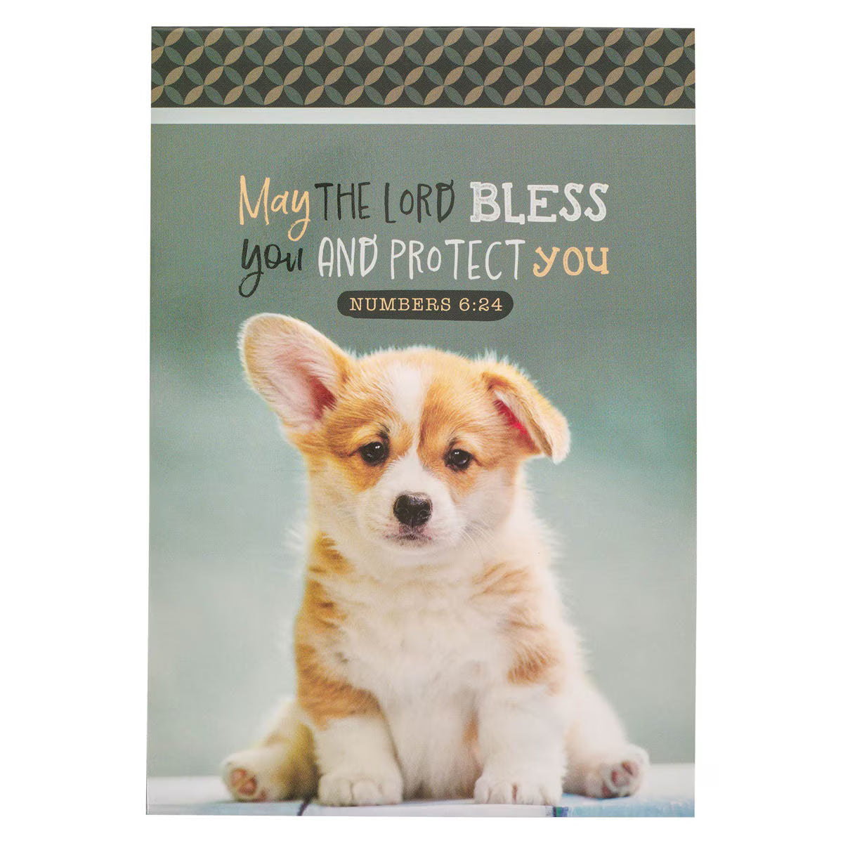 CAG NP077 MAY THE LORD BLESS YOU GREEN PUPPY NOTEPAD NUM 6:24