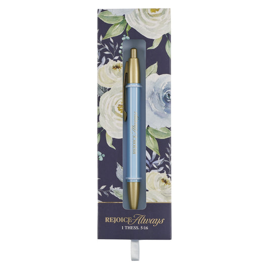 CAG PEN381 PEN BLUE FLORAL REJOICE ALWAYS 1 THESS