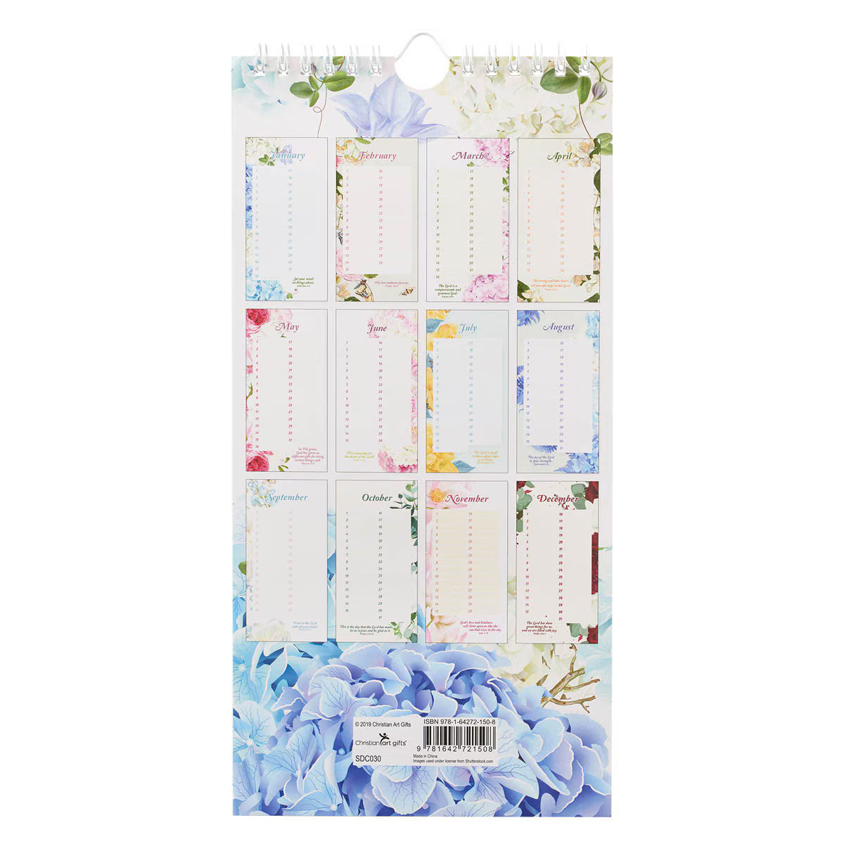 CAG SDC030 SPECIAL DAYS CALENDAR BLUE HYDRANGEA GLORY OF THE LORD ISA. 60:1