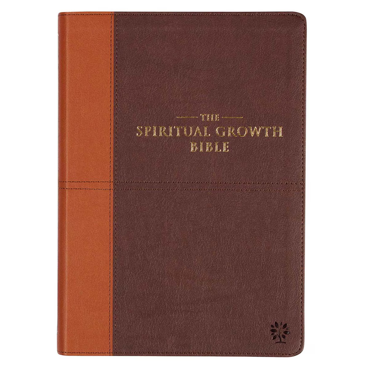 CAG SGB005 NLT,  THE  SPIRITUAL  GROWTH  BIBLE  FAUX LEATHER, CHOCOLATE BROWN/GINGER