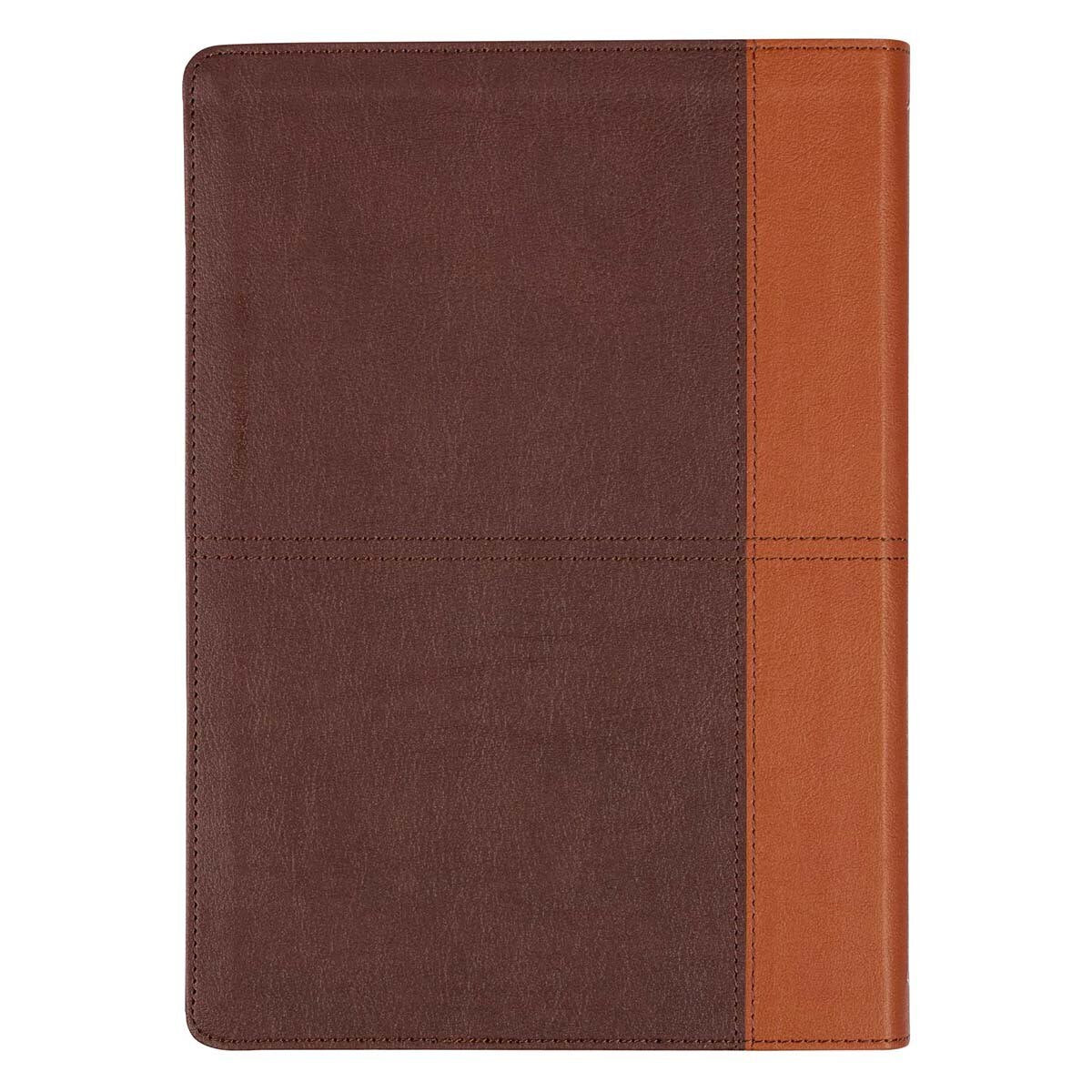 CAG SGB005 NLT,  THE  SPIRITUAL  GROWTH  BIBLE  FAUX LEATHER, CHOCOLATE BROWN/GINGER