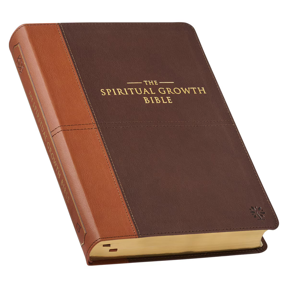 CAG SGB005 NLT,  THE  SPIRITUAL  GROWTH  BIBLE  FAUX LEATHER, CHOCOLATE BROWN/GINGER