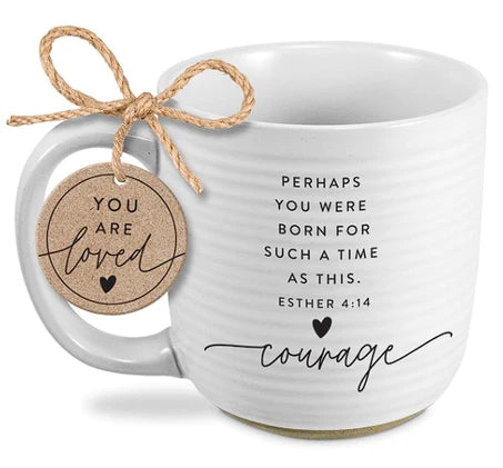 LCP 18454 CERAMIC MUG TEXTURED RAW BOTTOM HOH COURAGE