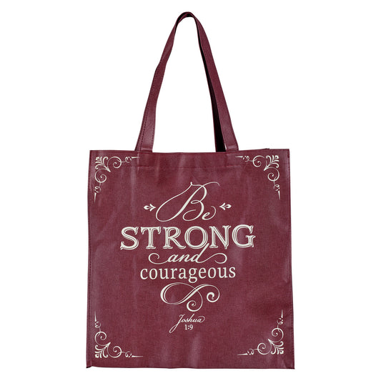 CAG TOT060 TOTE BAG STRONG & COURAGEOUS MAROON