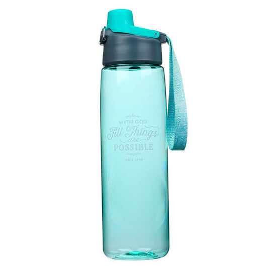 CAG WBT139 WATER BOTTLE PLASTICASTIC TURQ WITH GOD