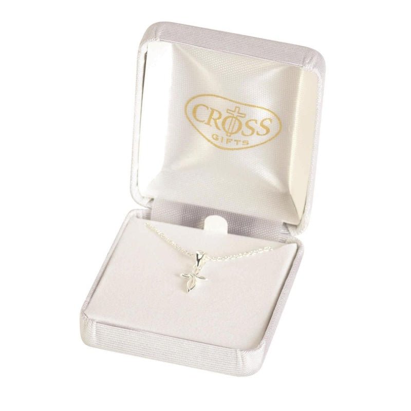 DIC 73-9050P NECKLACE SILVER PLATE PETAL CROSS