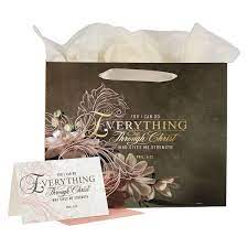 CAG GBA361 GIFT BAG W/ CARD LG THROUGH CHRIST FLUT