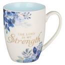 CAG MUG843 BLUE FLORAL THE LORD IS MY STRENGTH