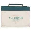 CAG BBC767 : BBM767 BIBLE COVER FASHION TEAL WITH GOD ALL THINGS MATT. 19:26