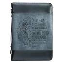 CAG BBC650 : BBXL650 BIBLE COVER CLASSIC BLACK/GRAY BE STRONG JOSH. 1:9