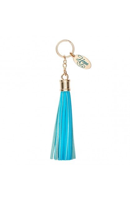 CAG KTA002 KEYRING W GL TASSLES TURQ