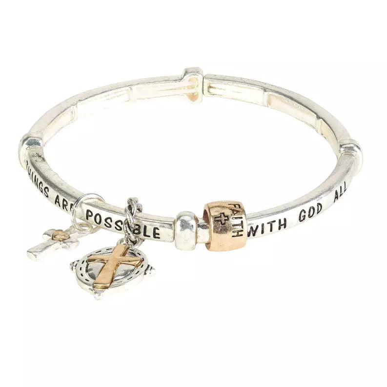 DIC 30-4914T BRACELET MESSAGE MATT.19:26 2TONE